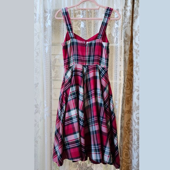 Enz’s Sweetheart Neckline Rectangular/Square Back A-Line Dress, S/M, Plaid - Picture 3 of 10
